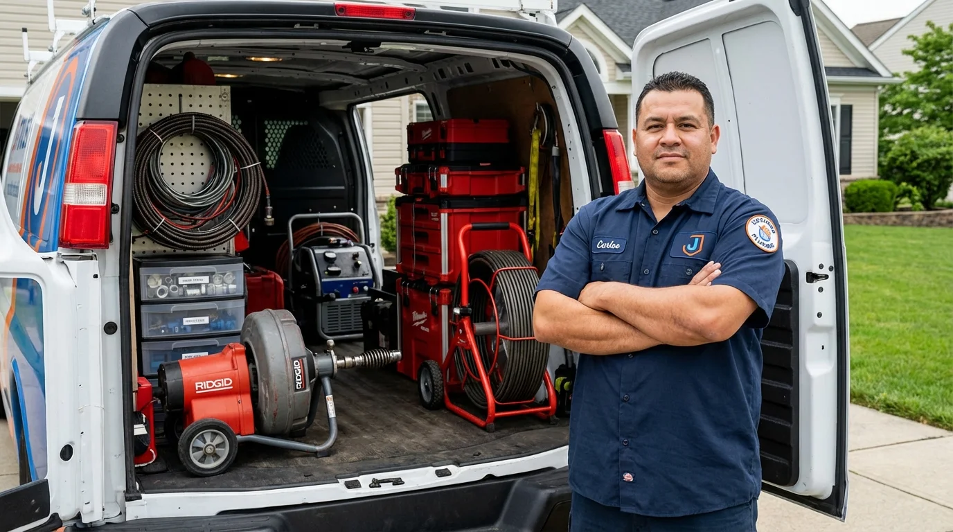 Professional drain cleaning equipment and Johns Plumbing LLC plumber in Hernando