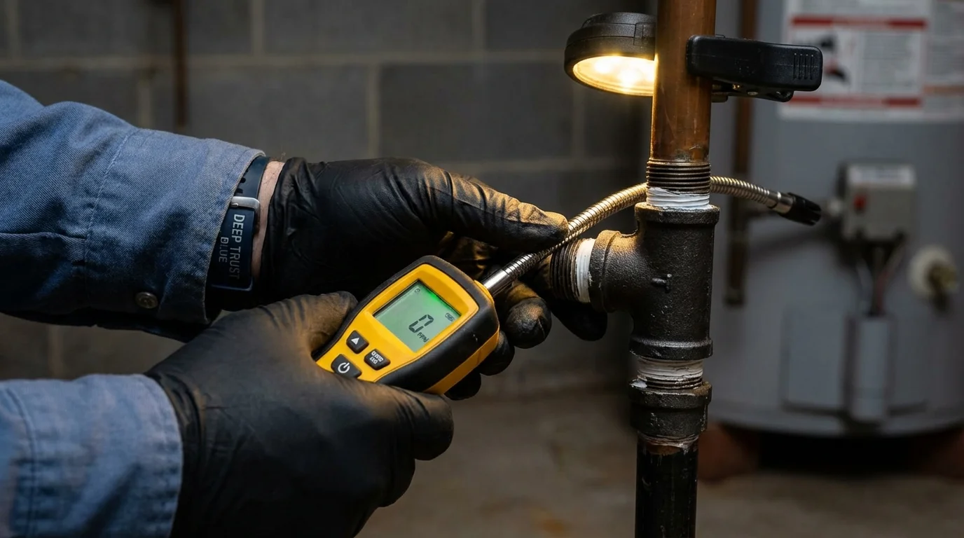 Gas leak detection with electronic sniffer by Johns Plumbing LLC in Hernando